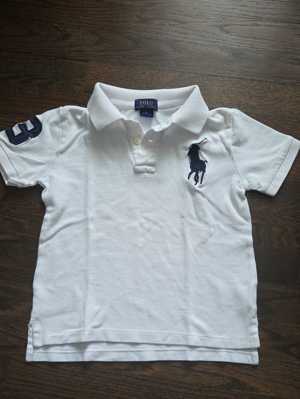 Ralph Lauren Boys White Polo Shirt with Navy Pony